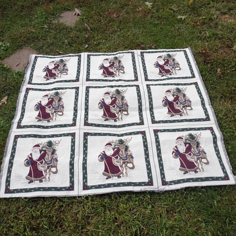 Christmas Santa Claus Reindeer Tapestry Pillow Panel‎ Wall Hanging Holiday Decor